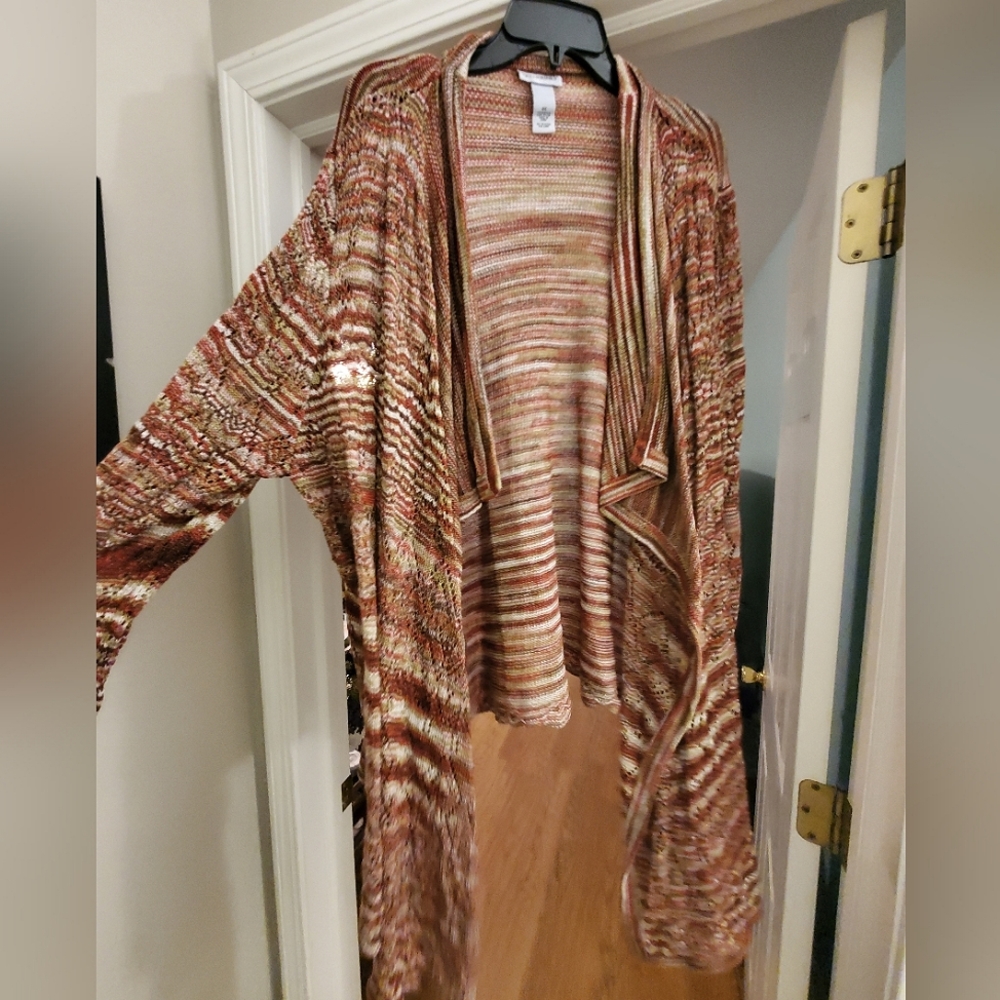 Catherines, Size 3x, Multi Colors of Burgundy/Tan/Rust Sweater